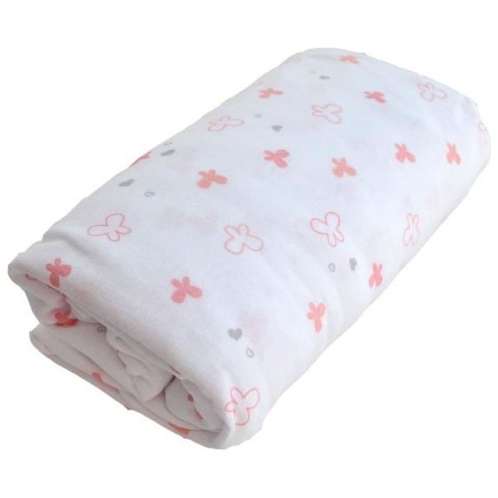 DOMIVA Drap housse Lapinou - Jersey - oeko-Tex - Blanc/rose - 60 x 120