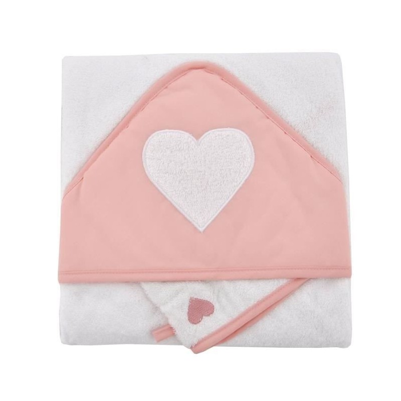 DOMIVA Coffret sortie de bain - Eponge 100% Coton - Avec gant - Corail - 75 x 75 cm