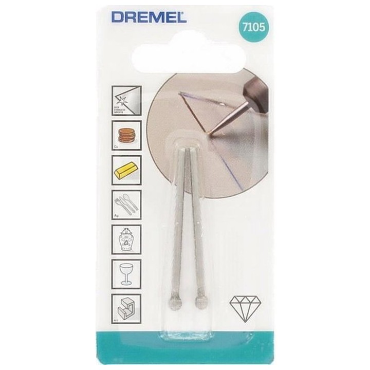 DREMEL Lot de 2 pointes diamantées 4,4mm 7105