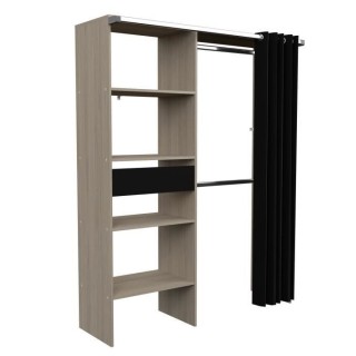 EKIPA Aménagement de placard avec rideau - Décor indus - 1 colonne a