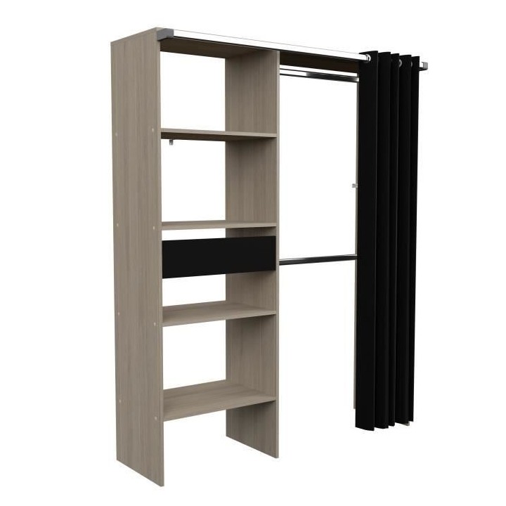 EKIPA Aménagement de placard avec rideau - Décor indus - 1 colonne a