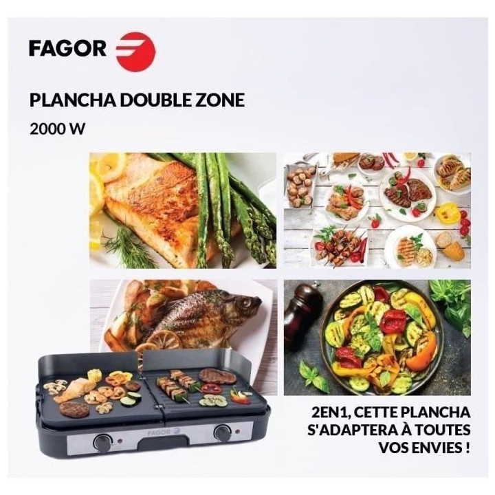 FAGOR - FG823 - Plancha Inox Extra Large - 2200 W