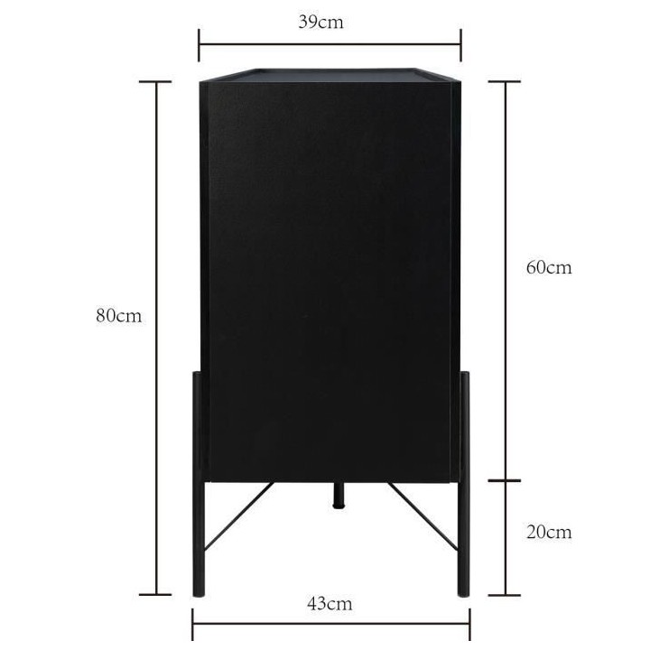 Buffet - Décor noyer et métal noir - 3 portes - HARTLEY - L 160 x P