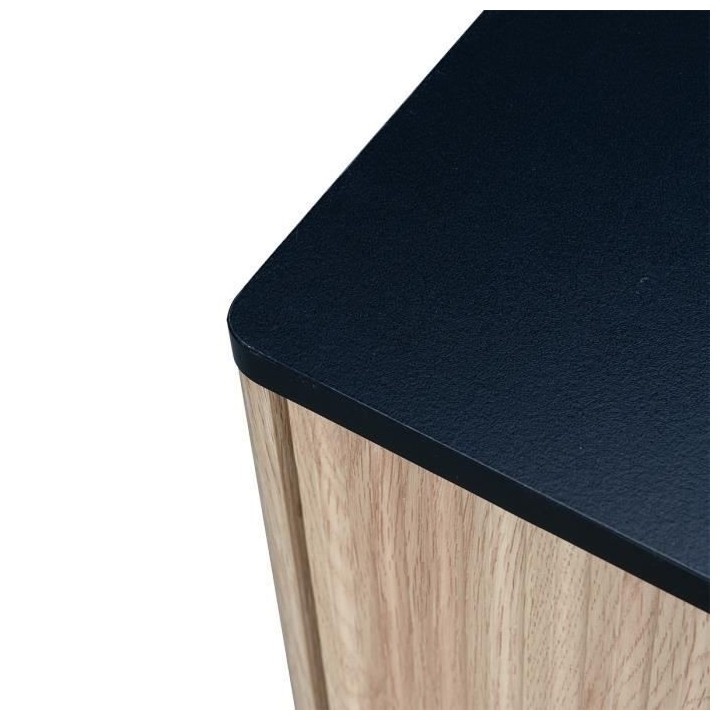 Buffet - Décor bois et noir - 3 portes - MEMPHIS - L 140 x P 39 x H 8