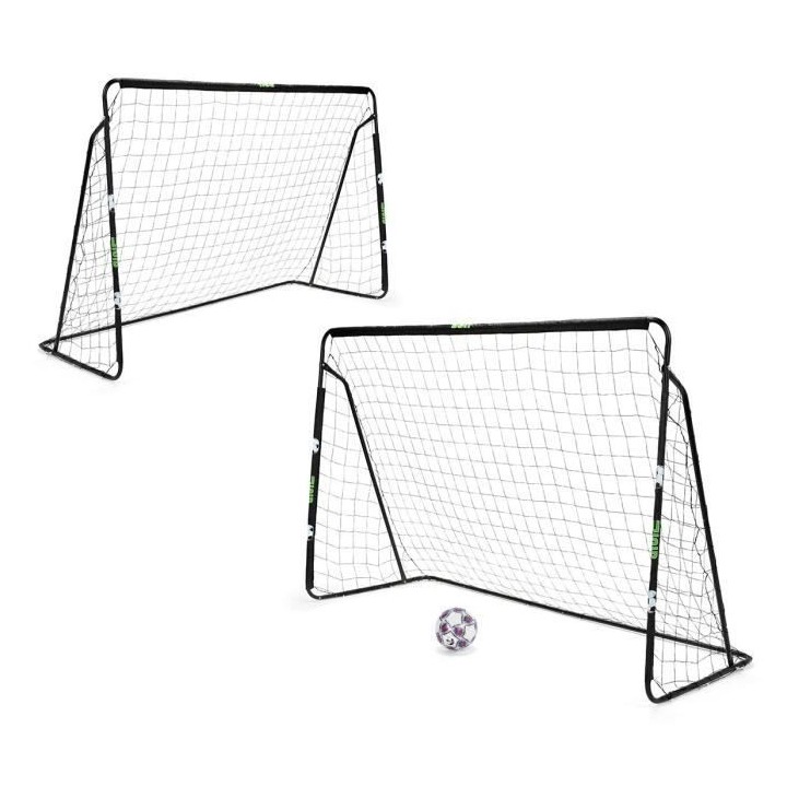 2 Buts de foot tubes métalliques. Taille 240 x 150 cm avec Filet, Tub