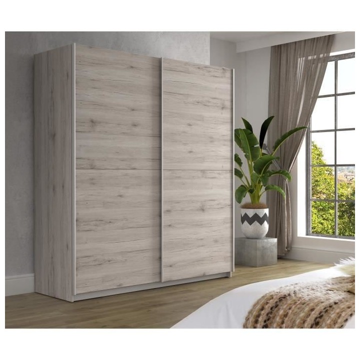 Armoire 2 portes coulissantes - Panneaux de particules - Décor chene