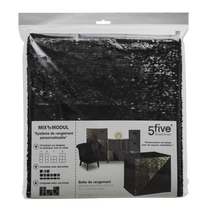 Boîte de rangement/tiroir pour meuble en tissu - 31 x 31 cm - Sequin