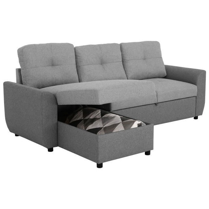 Canapé d'angle convertible réversible 5 places FOLK - Tissu anthraci