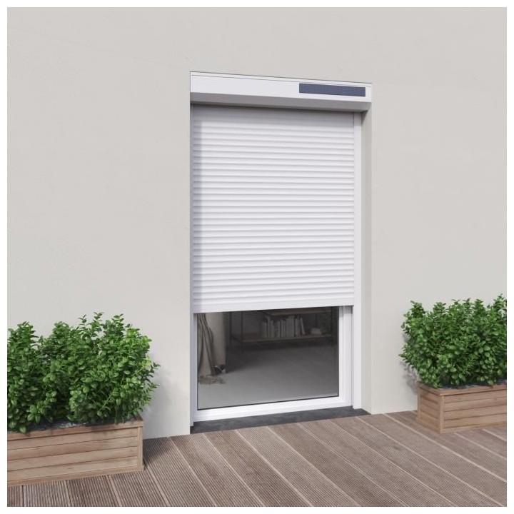 Volet roulant solaire H220 x L120 cm en PVC recoupable en largeur et h