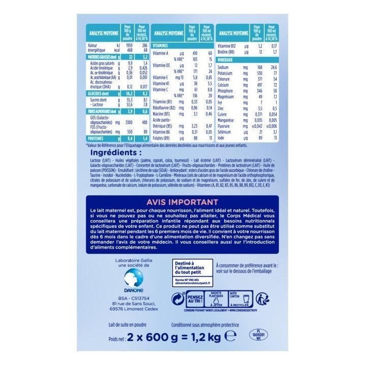 Gallia Calisma 2eme Age 1,2Kg