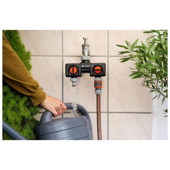 GARDENA Sélecteur d'arrosage 2 voies – Double sorties d'eau indépe