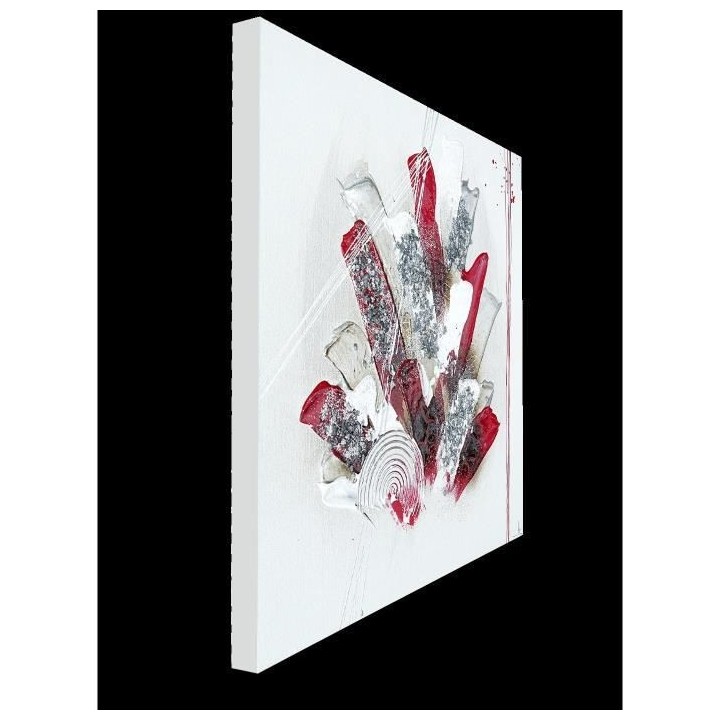 ARTESANIA ABSTRAIT Tableau déco toile peinte a la main 50x50 cm rouge