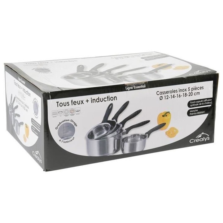 CREALYS 501534 set de 5 casseroles inox induction