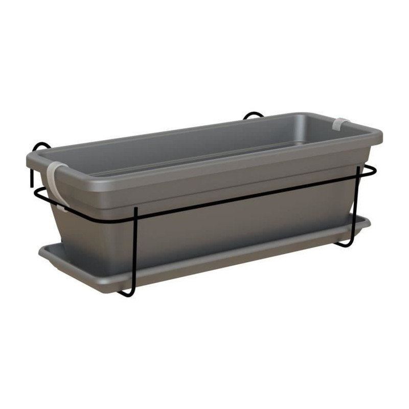 ARTEVASI - Kit balcon Jardiniere venezia 50cm anthracite 50 x 19,5 x h16,3 cm - 1,13l