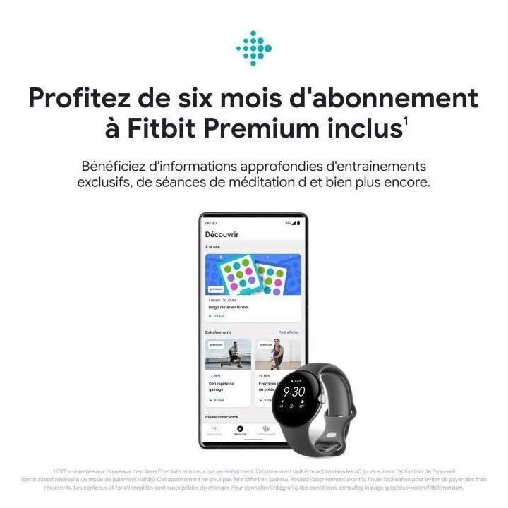 Montre connectée GOOGLE Pixel Watch - 41 mm - Argent poli Actif - Bra