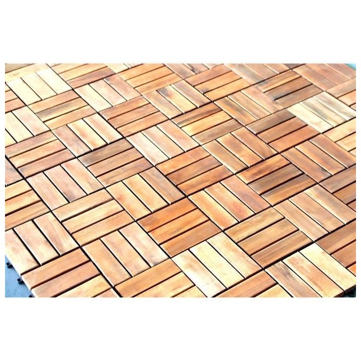 Lot de 10 dalles clipsables en bois d'acacia FSC - 30 x 30 x 2,4 cm