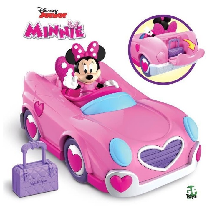Minnie, Véhicule avec 1 figurine 7,5 cm et 1 accessoire, Modele Voitu