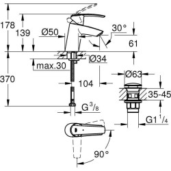 GROHE - Mitigeur monocommande Lavabo - Taille S