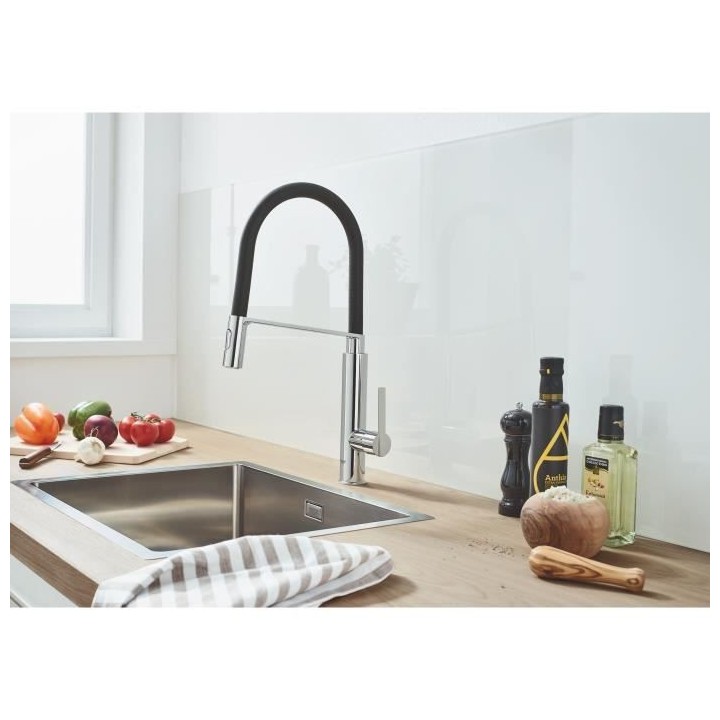 GROHE Robinet de cuisine évier Feel, robinet avec douchette extractib