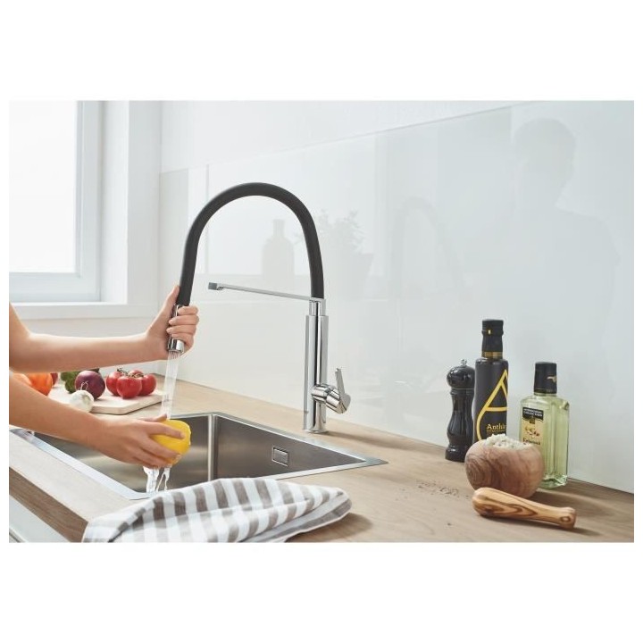 GROHE Robinet de cuisine évier Feel, robinet avec douchette extractib