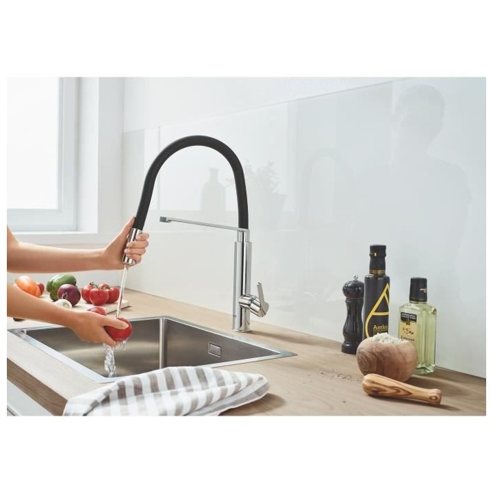 GROHE Robinet de cuisine évier Feel, robinet avec douchette extractib
