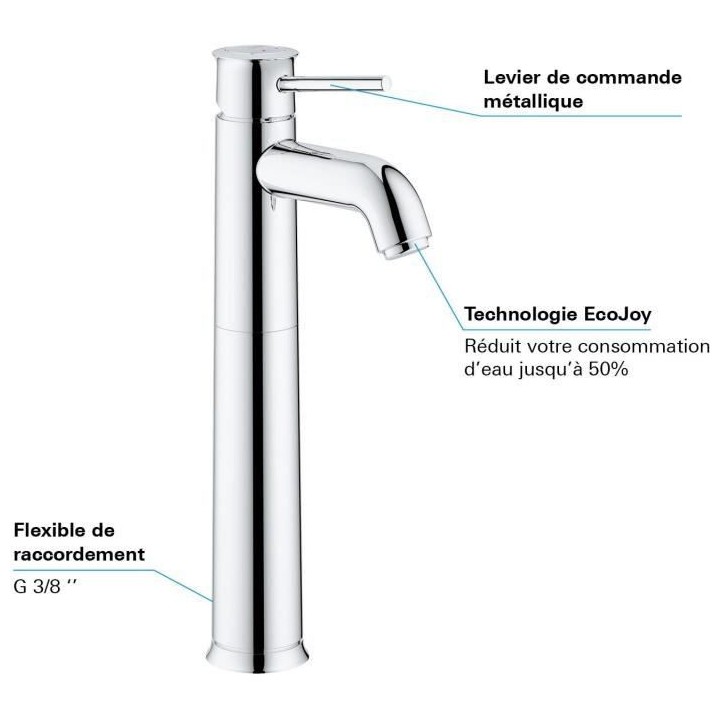 GROHE Mitigeur monocommande Lavabo Taille XL Start Classic Chromé 237