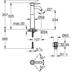 GROHE Mitigeur monocommande Lavabo Taille XL Start Classic Chromé 23784000