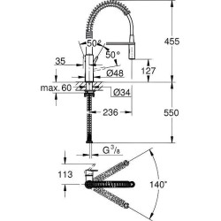 GROHE Robinet évier de cuisine Get, mitigeur monocommande 2 jets, robinet avec douchette extractible professionnelle, 30361000