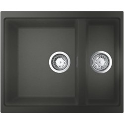 GROHE Evier de cuisine composite avec égouttoir K500, 555 x 460 mm, 2 bacs, quartz composite, siphon et bonde inclus, 31648AT0