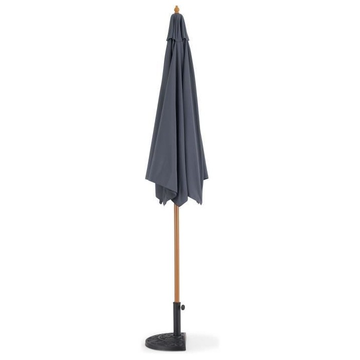 Parasol droit diametre 3m - Mât bois rond et polyester 160g/m² - Gri