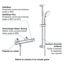 GROHE - Mitigeur thermostatique douche 1/2 avec ensemble de douche