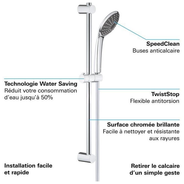 GROHE - Ensemble de douche 1 jet avec barre