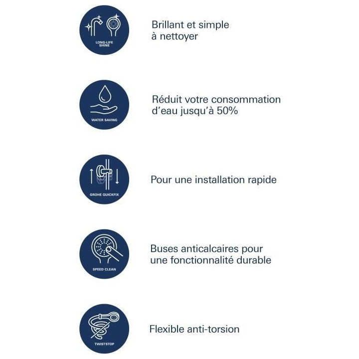 GROHE - Ensemble de douche 1 jet avec barre