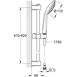 GROHE - Ensemble de douche 1 jet avec barre