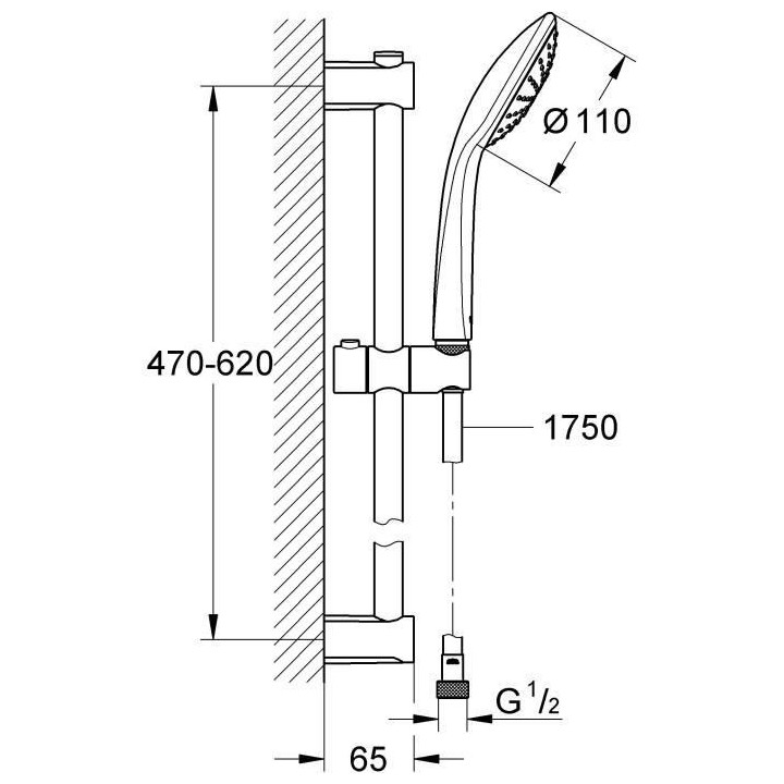 GROHE - Ensemble de douche 1 jet avec barre