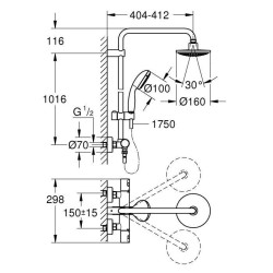 Ensemble de douche VITALIO START SYSTEM avec mitigeur thermostatique - GROHE - 27960000