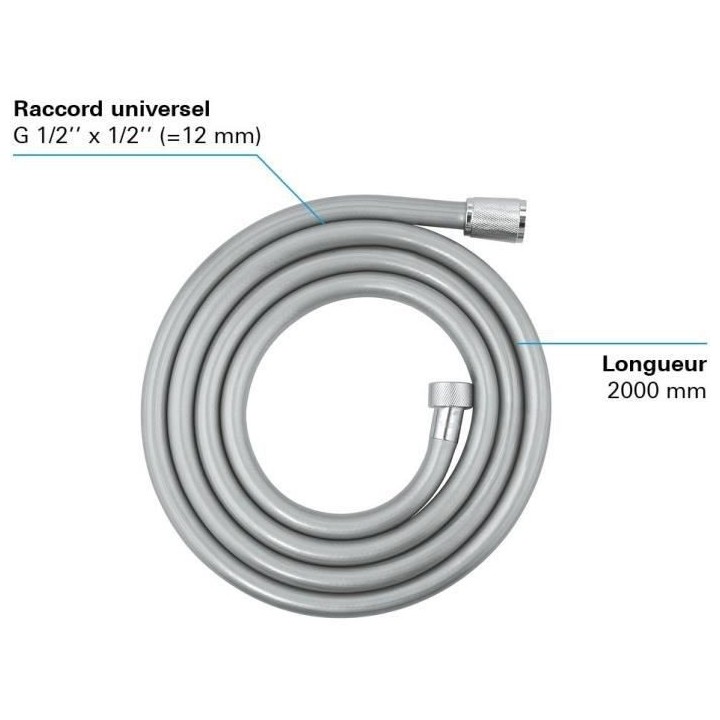 GROHE Flexible de douche Relexaflex 2000 28155001 - Longueur 2m - Rés