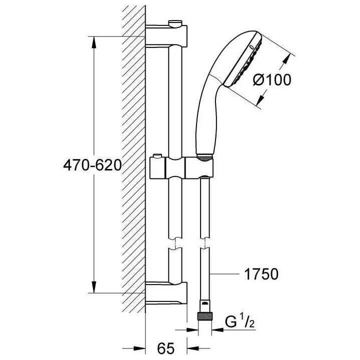 Ensemble de douche 3 jets avec barre VITALIO START 100 - GROHE - 26032