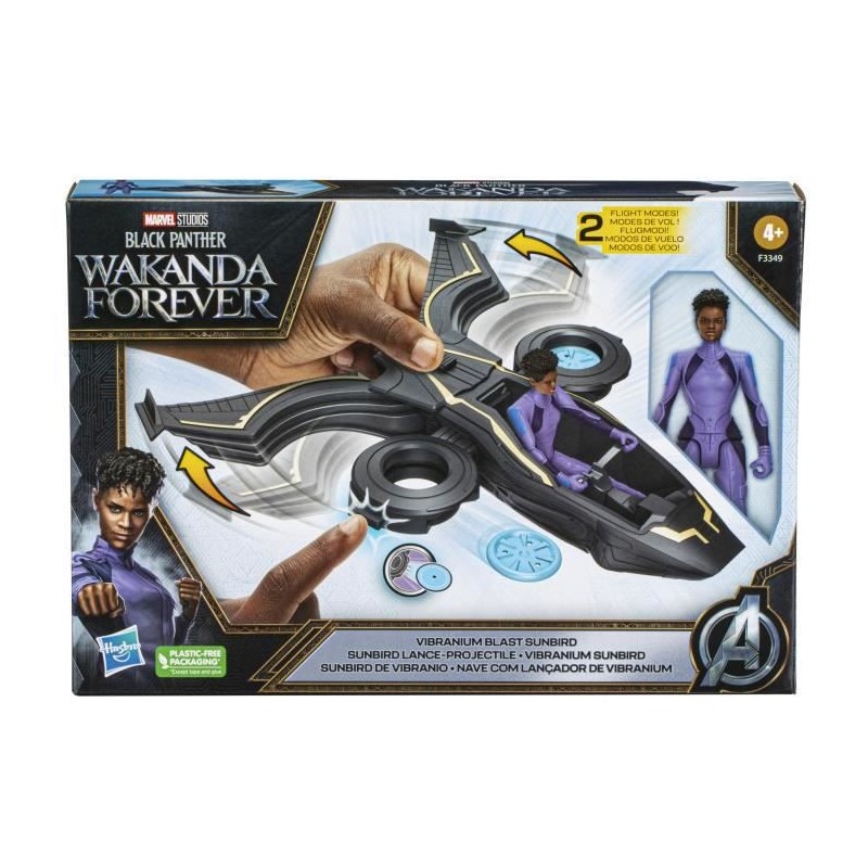 Black Panther : Wakanda Forever, véhicule Sunbird Lance-Projectile avec Figurine articulée Shuri, a partir de 4 Ans