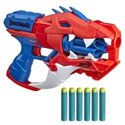 NERF - DinoSquad - Blaster Raptor-Slash avec barillet rotatif 6 fléchettes, tir en rafale, 6 fléchettes Nerf, vélociraptor