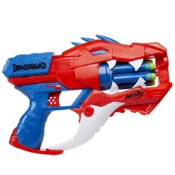 NERF - DinoSquad - Blaster Raptor-Slash avec barillet rotatif 6 fléchettes, tir en rafale, 6 fléchettes Nerf, vélociraptor