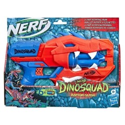 NERF - DinoSquad - Blaster Raptor-Slash avec barillet rotatif 6 fléchettes, tir en rafale, 6 fléchettes Nerf, vélociraptor