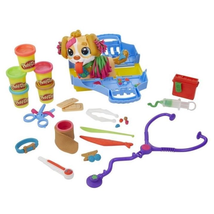 Play-Doh - Coffret - Le cabinet vétérinaire avec chien, mallette, 10