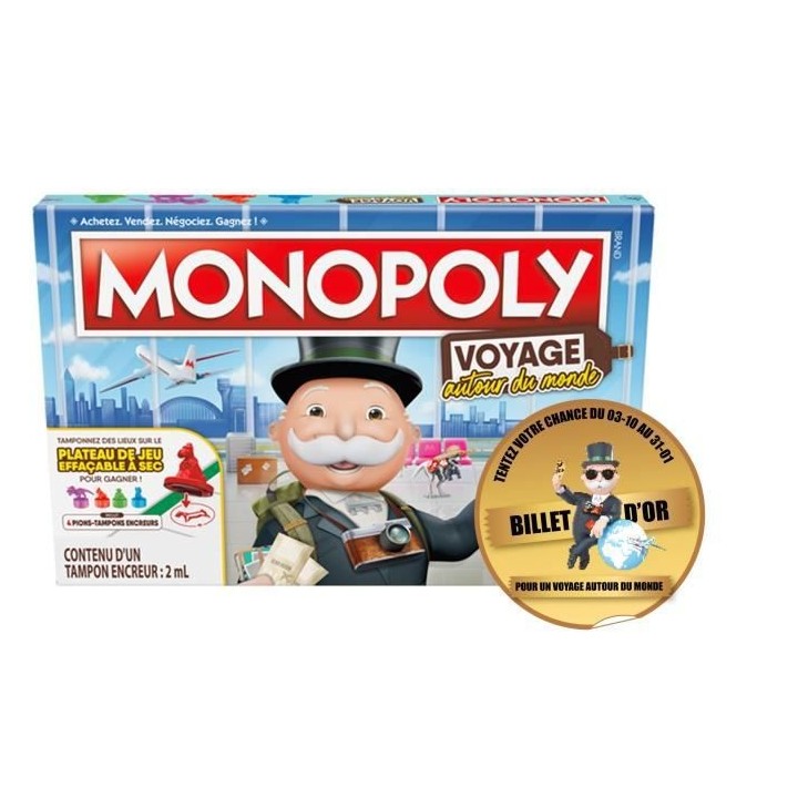 Monopoly Voyage autour du monde, jeu de societe, des 8 ans - Version