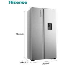 Réfrigérateur américain HISENSE - HSN519WIF - 2 portes - 519 L - l65 X L91 X 179 CM - Silver