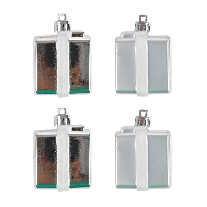 AUTOUR DE MINUIT Set de 4 suspensions paquets cadeaux PVC - H 6 cm - A