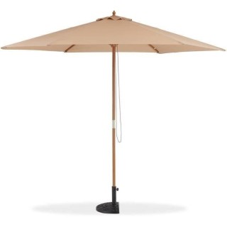 Parasol droit diametre 3m - Mât bois rond et polyester 160g/m² - Tau
