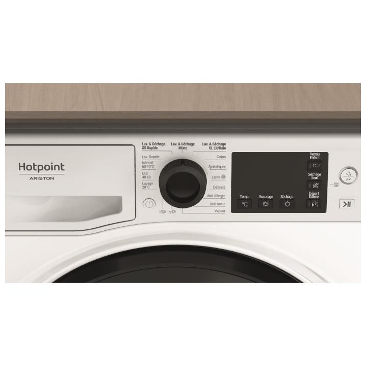 Lave-linge séchant HOTPOINT NDB8635KFR - 8 / 6 kg - Induction - 1400