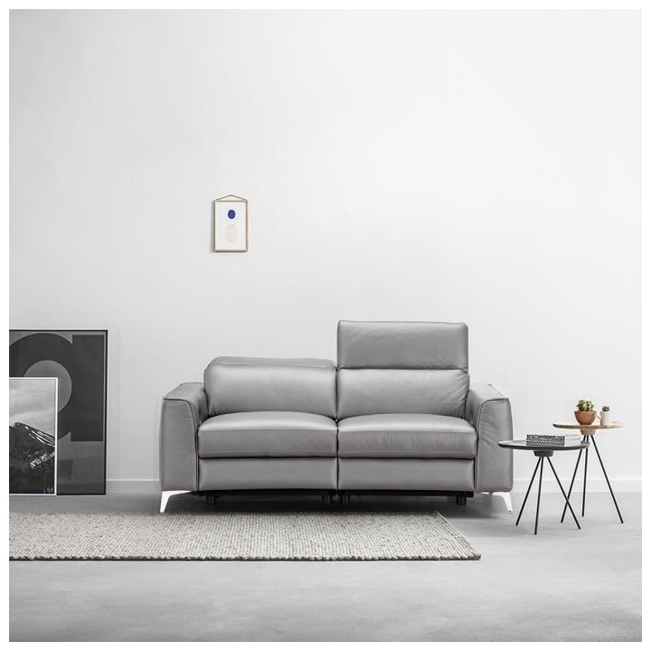 Canapé relax électrique 2 places - EDISON - Cuir de vachette et simi