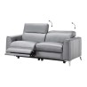 Canapé relax électrique 2 places - EDISON - Cuir de vachette et simili gris - L162 x P 107 x H 95 cm